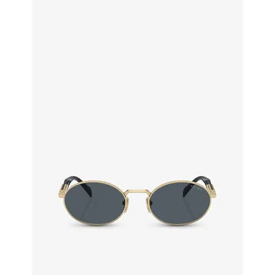 Prada Womens Gold Pr 65zs Oval-frame Metal Sunglasses