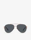 Prada Womens Gold Pr 73zs Pilot-frame Metal Sunglasses In Gold
