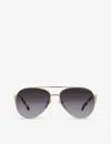 Prada Womens Gold Pr 73zs Pilot-frame Metal Sunglasses In Gold