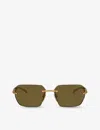 Prada Womens Gold Pr A55s Irregular-frame Metal Sunglasses In Gold