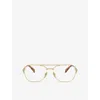 Prada Womens Pr B50v Pilot-frame Steel Optical Glasses Gold