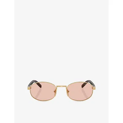 Prada Womens Gold Pr B53 Oval-frame Metal Sunglasses In Pink