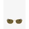 Prada Womens Gold Pr B53s Oval-frame Steel Sunglasses