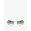 Prada Womens Pr B53s Oval-frame Steel Sunglasses Gold