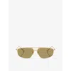 Prada Womens Gold Pr C51s Pillow-frame Metal Sunglasses In Gold