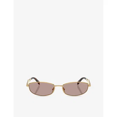 Prada Pr D51s Oval-frame Metal Sunglasses In Multi