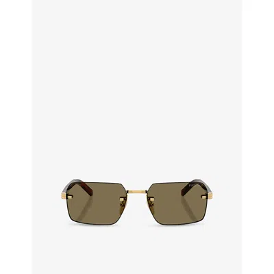 Prada Pr D55s Square-frame Metal Sunglasses In Gold