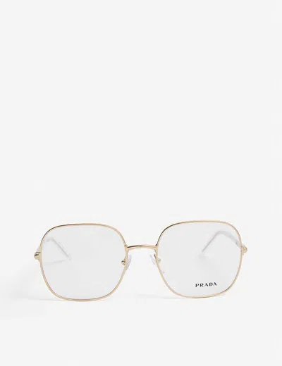 Prada Pr56wv Square-frame Metal Glasses In Gold