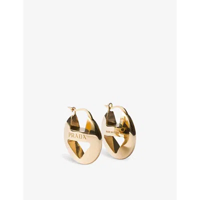 Prada Triangle Hoop Earrings In Golden