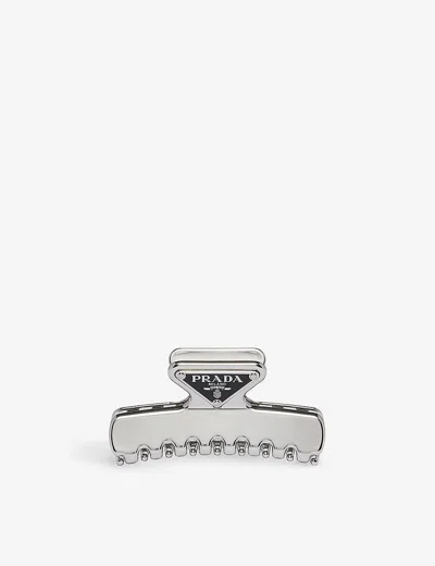 Prada Metal Hair Clip In Gold/silver