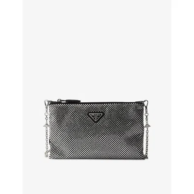 Prada Womens Gold/silver Crystal-embellished Mini Satin Clutch Bag In Multi