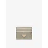 Prada Womens Gold/silver Logo-plaque Saffiano Leather Card Holder In Multi