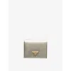 Prada Womens Gold/silver Logo-plaque Small Saffiano Leather Wallet In Multi