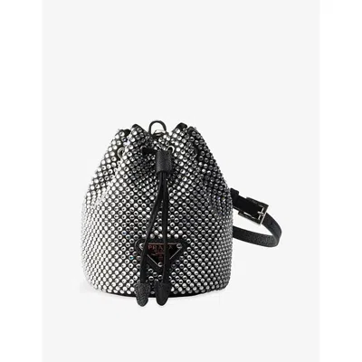 Prada Womens  Mini Icon Satin And Crystals Keychain Charm In Multi