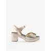 Prada 65mm Buckle-strap Platform Sandals In Gold