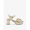 Prada Women's Quilted Nappa Leather Platform Sandals In Gold/silver