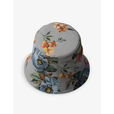 PRADA PRADA WOMENS GOLD/SILVER REVERSIBLE PRINTED COTTON BUCKET HAT