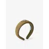 PRADA PRADA WOMENS GREEN CROCHET BRAND-PLAQUE WOVEN HEADBAND