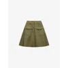 Prada Womens Green Flared Patch-pockets Cotton Cargo Skirt In Green