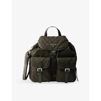 Prada Womens Green Medium Quilted Re-nylon Backpack
