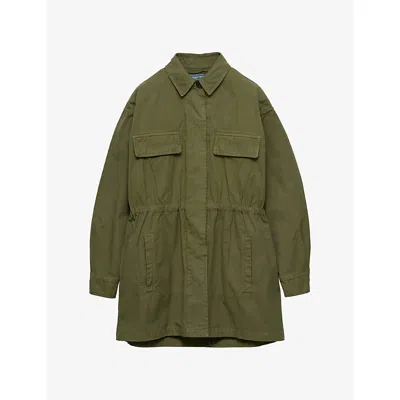 Prada Womens Green Old Panama Drawstring-waist Cotton Jacket