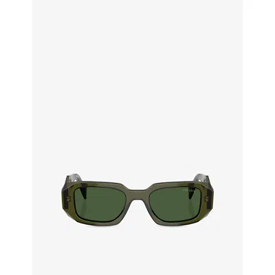 Prada Womens Green Pr 17ws Rectangular-frame Acetate Glasses