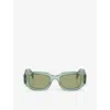 Prada Womens Green Pr A25s Rectangle-frame Acetate Sunglasses In Green