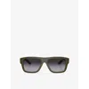 Prada Womens Green Ps 04zs Square-frame Acetate Sunglasses In Green