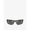 Prada Womens Green Ps 05zs Rectangle-frame Injected Sunglasses