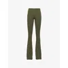 Prada Womens Green Ribbed Flared-leg Knitted Cotton Trousers In Green