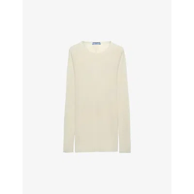 Prada Womens Green Ribbed Slim-fit Cashmere And Silk-blend Jumper