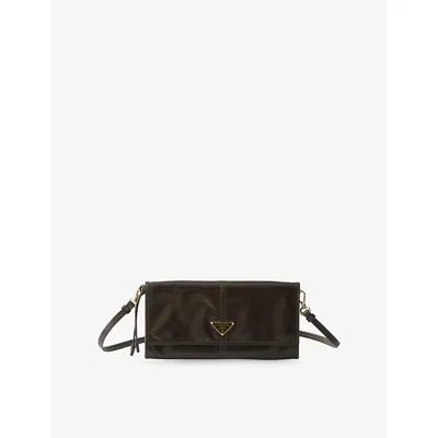 Prada Womens Green Triangle-logo Small Leather Wallet
