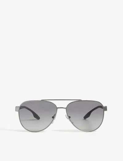 Prada 54ts Aviator Sunglasses In Grey