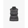 Prada Womens Grey Branded High-neck Wool-down Gilet In Gray