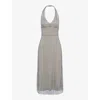 Prada Crystal-embellished Tulle Halterneck In Grey