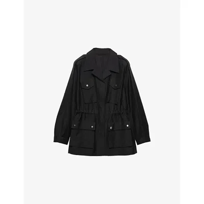 Prada Womens Grey Flap-pocket Garment-dyed Mohair And Wool Jacket In Black