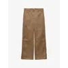 Prada Womens Grey High-rise Wide-leg Cotton Chino Trousers