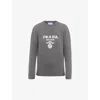 Prada Womens Grey Logo-intarsia Cashmere And Wool-blend Sweater