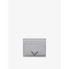 Prada Womens Grey Logo-plaque Leather Card Holder In Gray