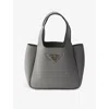 Prada Womens Grey Logo-plaque Mini Leather Shoulder Bag In Gray