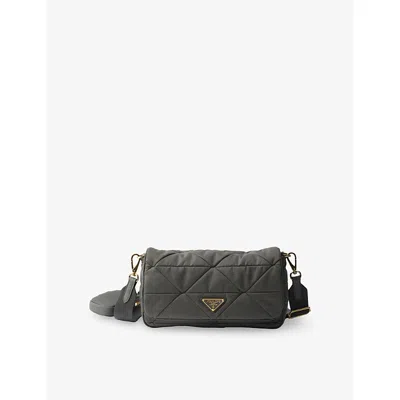 Prada Womens Grey Padded Re-nylon Shoulder Bag In Gray