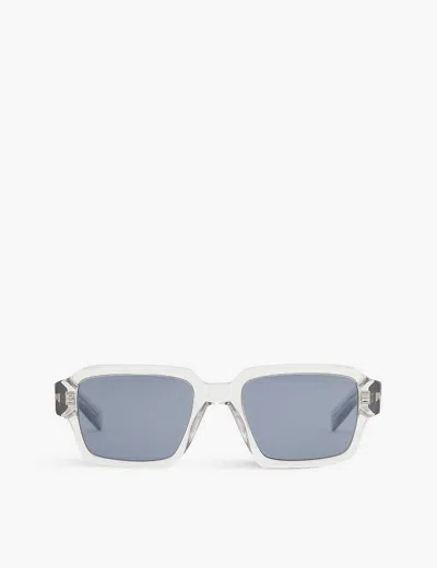 Prada Womens Grey Pr 02zs Transparent Square-frame Acetate Sunglasses