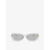 Prada Womens Grey Pr 14ys Transparent Rectangle-frame Acetate Sunglasses In Grey