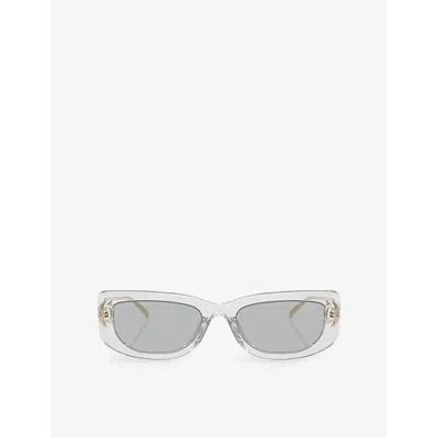 Prada Womens Grey Pr 14ys Transparent Rectangle-frame Acetate Sunglasses