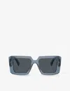 Prada Triangle-logo Square Sunglasses In Grey