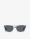 Prada Womens Grey Pr 25zs Rectangle-frame Transparent Acetate Sunglasses In Grey