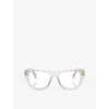 Prada Womens Grey Pr A18v Irregular-frame Acetate Optical Glasses