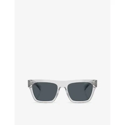 Prada Womens Grey Pr C03s Rectangle-frame Acetate Sunglasses In Gray