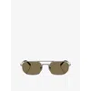 Prada Pr D53s Irregular-frame Metal Sunglasses In Brown