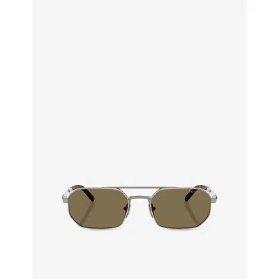Prada Pr D53s Irregular-frame Metal Sunglasses In Brown